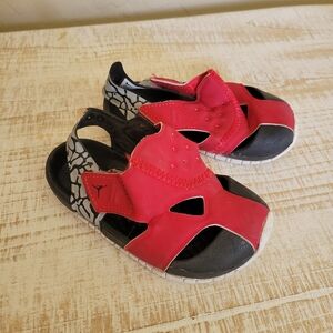 Jordan Flare Red and Black Baby Sandals Size 5C